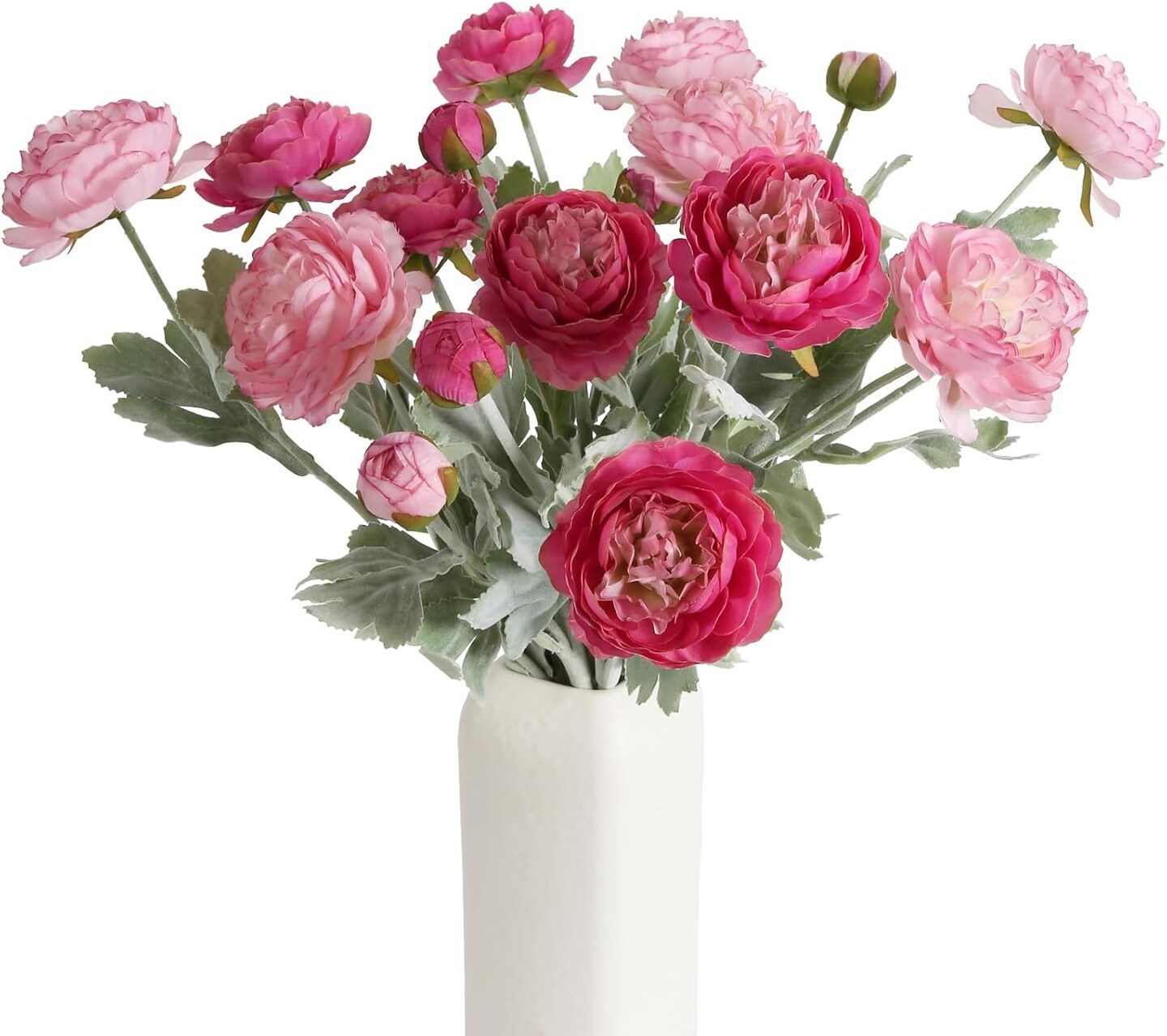 Spring Tabletop Decor – 6PCS Multi-Pink Silk Peonies & Ranunculus Artificial Flowers for Home, Wedding & Party Centerpieces