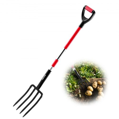 Digging Fork 44.88 in Garden Compost Fork Manganese Steel Fiberglass Handle