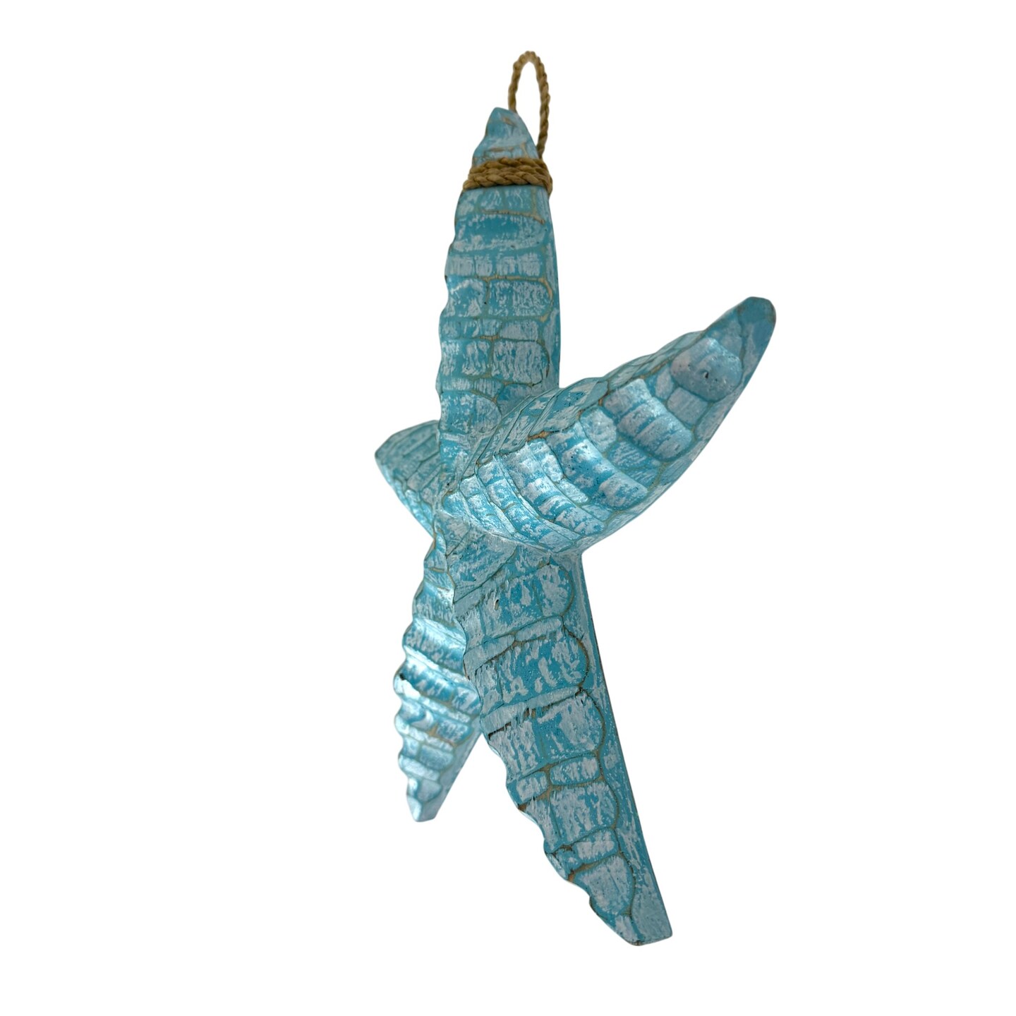 Set of 2 Wooden Coastal Wall Sculptures Distressed Hanging Decor, 12 In.