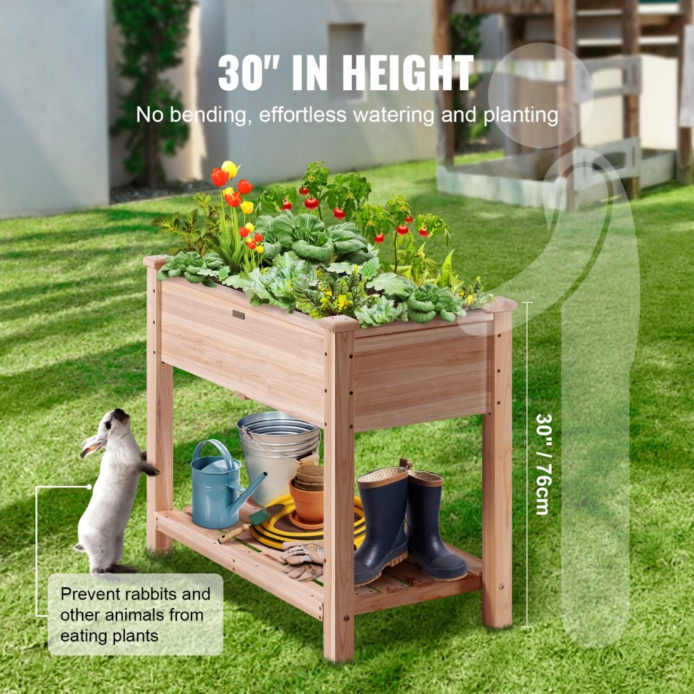 Wooden Raised Planter Box with Legs for Flowers, Herbs, and Vegetables