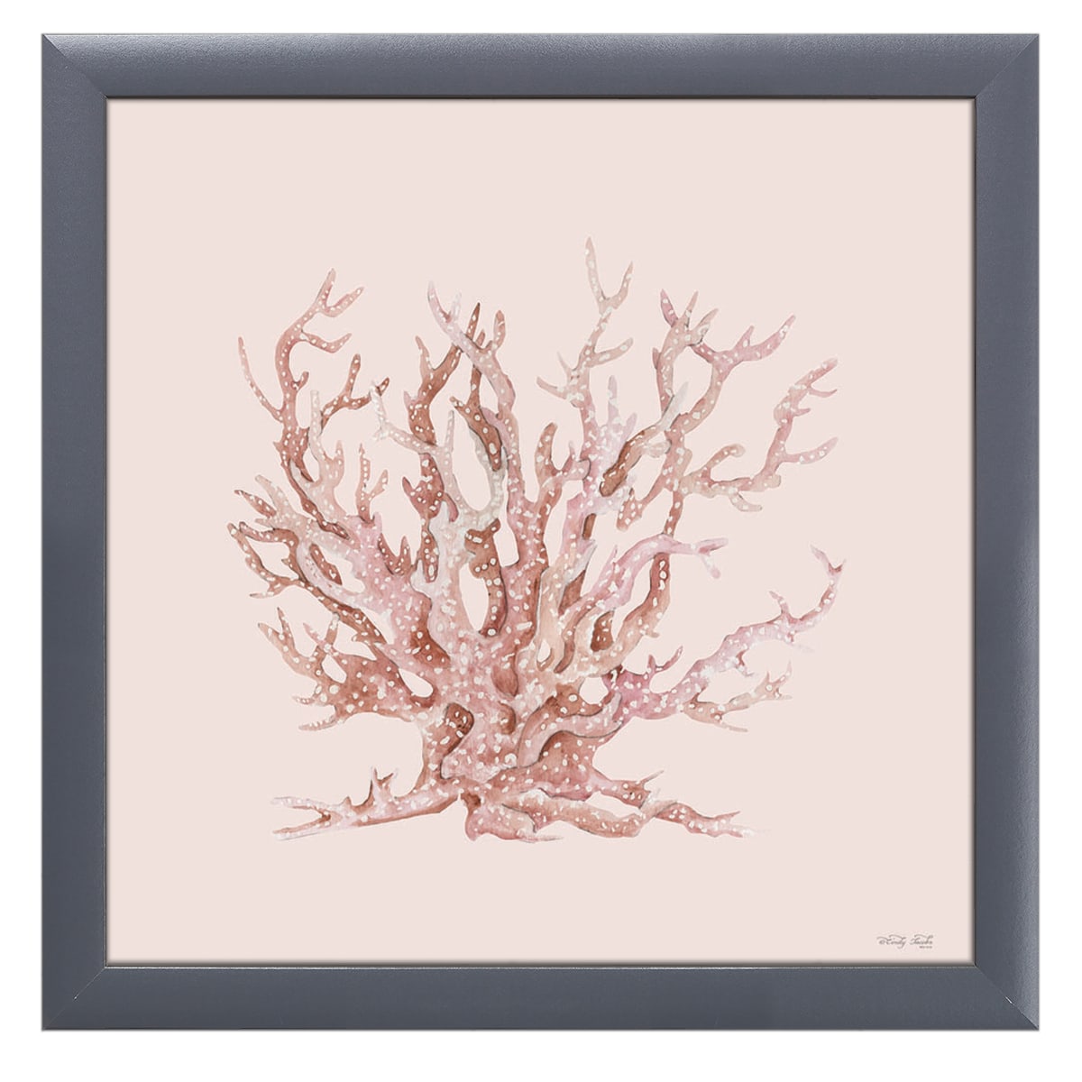 12" x 12" Pink Coral II Framed Wall Art, Contemporary Nature Home Décor, Glass Facing and Hanging Hardware Included