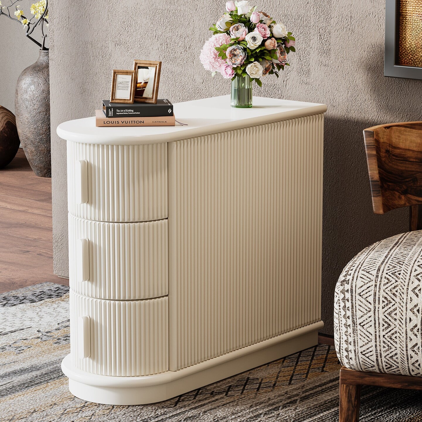 End Table 3 Drawer Storage Narrow Side Table Wood Accent Table
