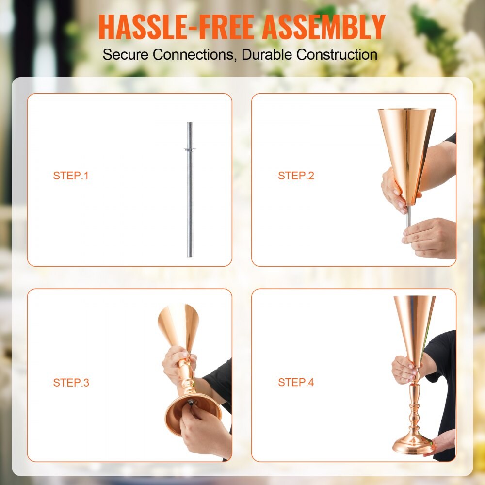16.9” Metal Wedding Flower Vases 10PCS, Gold Trumpet Centerpiece for Party Decor