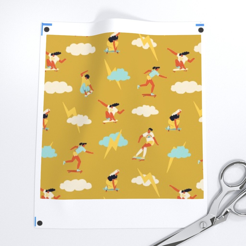 Skater Girls Retro 1970S Skateboard Feminism Women Skateboarding Custom Pre-pasted Wallpaper by Spoonflower Pre-Pasted Wallpaper 2FT Wide