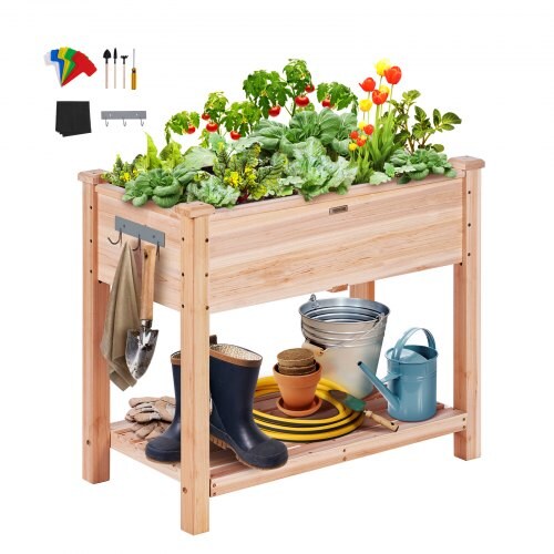 Wooden Raised Planter Box with Legs for Flowers, Herbs, and Vegetables