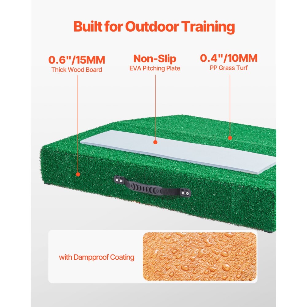 Baseball Pitcher's Mound 31 in, Portable Softball Training with Turf and Carry Handle
