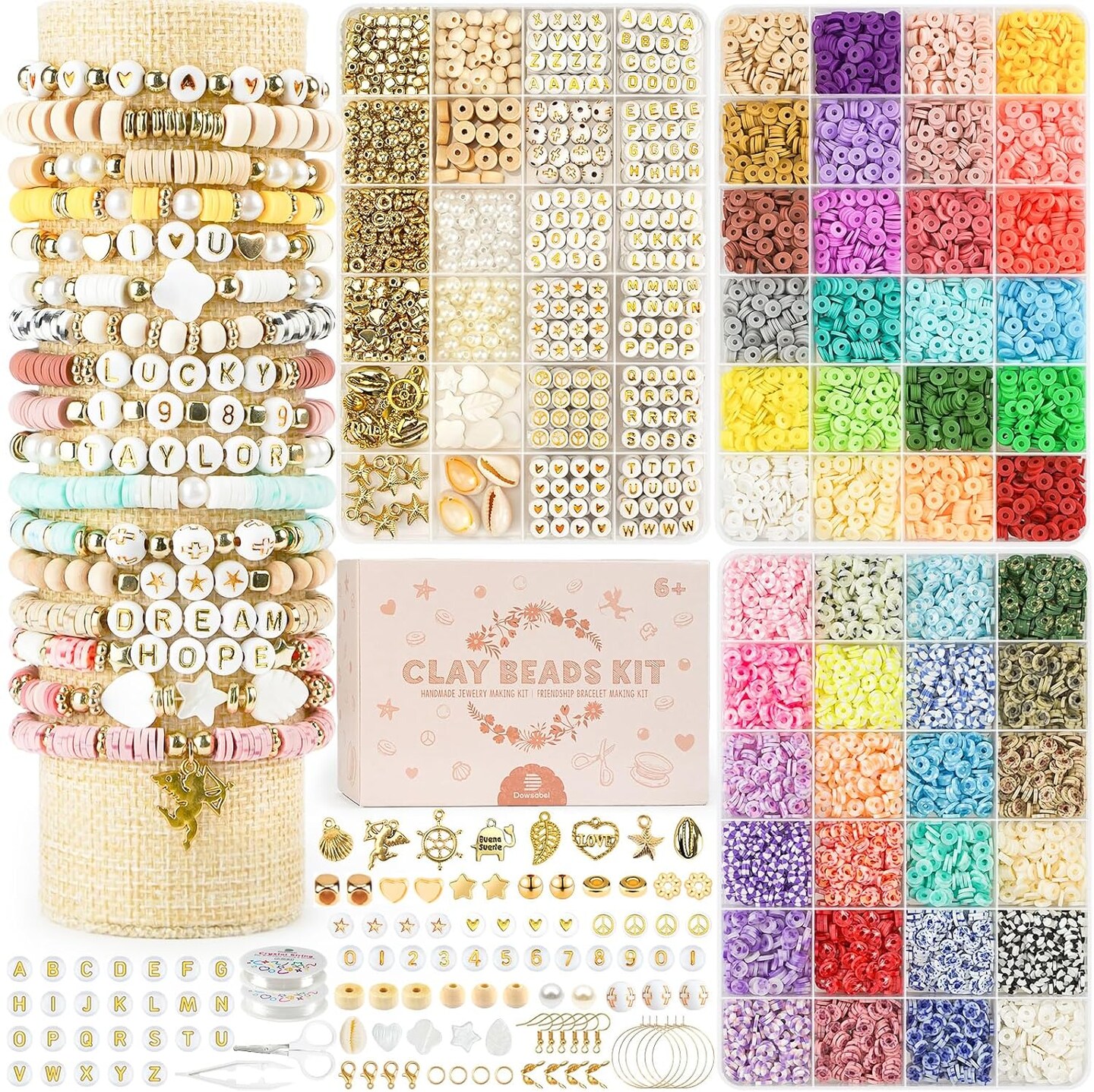 Clay Beads Bracelet Making Kit – 10,800pcs DIY Jewelry Kit with Letter, Star, Pearl & Heart Beads | Friendship Bracelets, Necklaces & Crafts for Girls & Adults