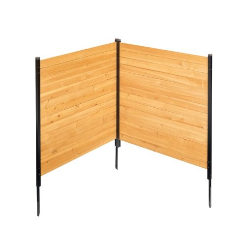 Outdoor 2-Panel Wood Privacy Screen, DIY AC Cover and Garden Trash Can Hider