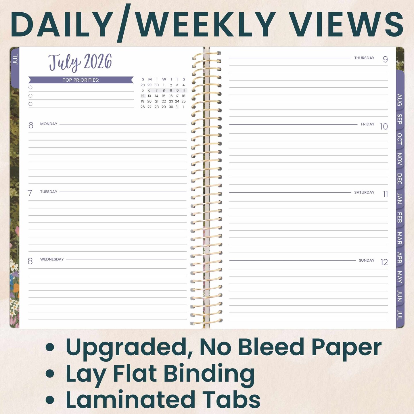 bloom daily planners 2026-2027 Academic Planner, 13 Month Soft Cover Monthly & Weekly, 5.5" x 8.25", Stickers Included, Wildflower Mountainside
