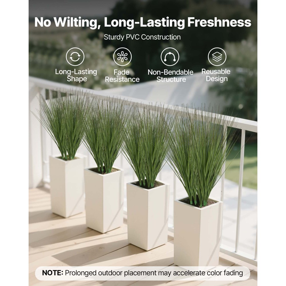 8 PCS 27" Fake Onion Grass Plants, PVC Greenery for Office and Home Decor