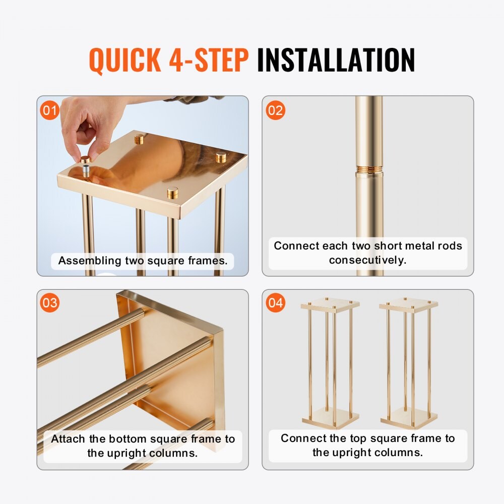 Gold Floral Centerpiece Stands 4PCS, 31.5" High Wedding and Event Display