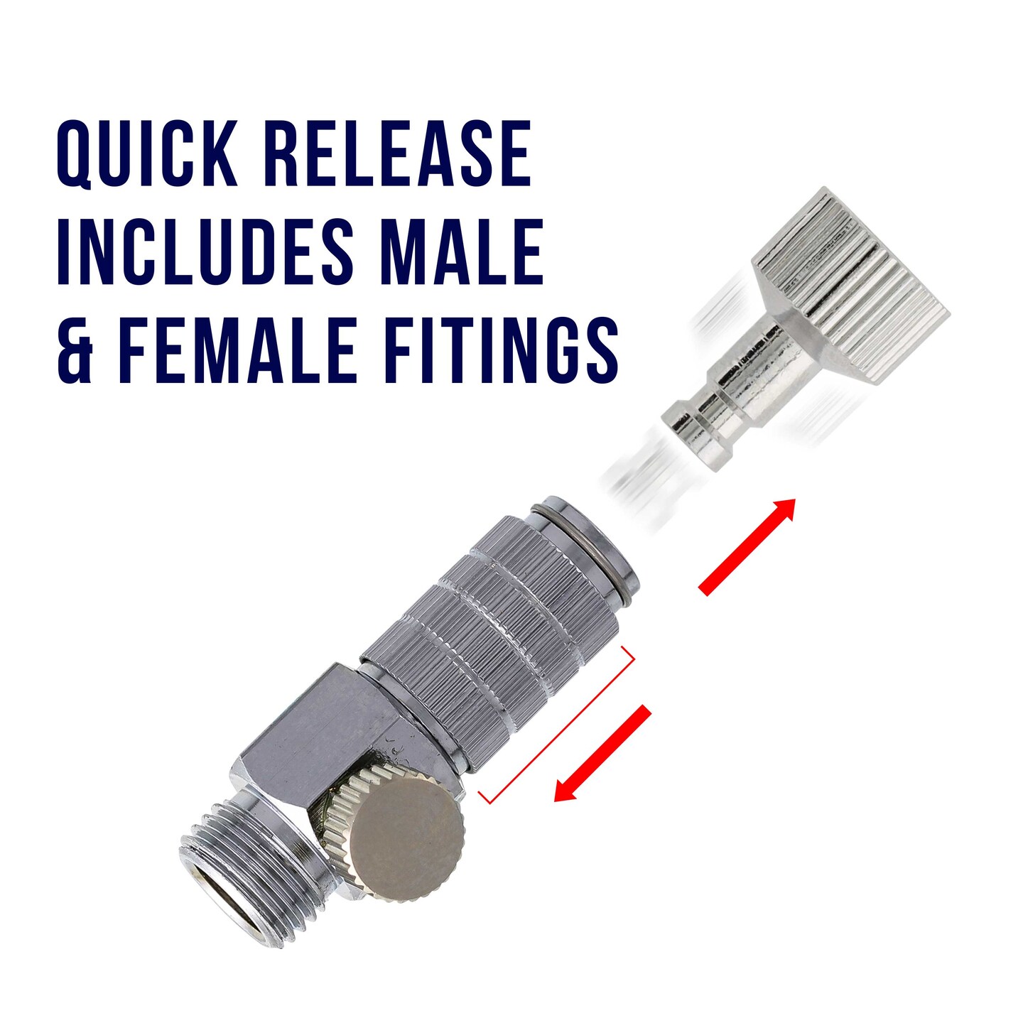 Quick Release Disconnect Coupling with Plug & Airflow Control Valve - 1/8" BSP Male and Femal Airbrush Fittings