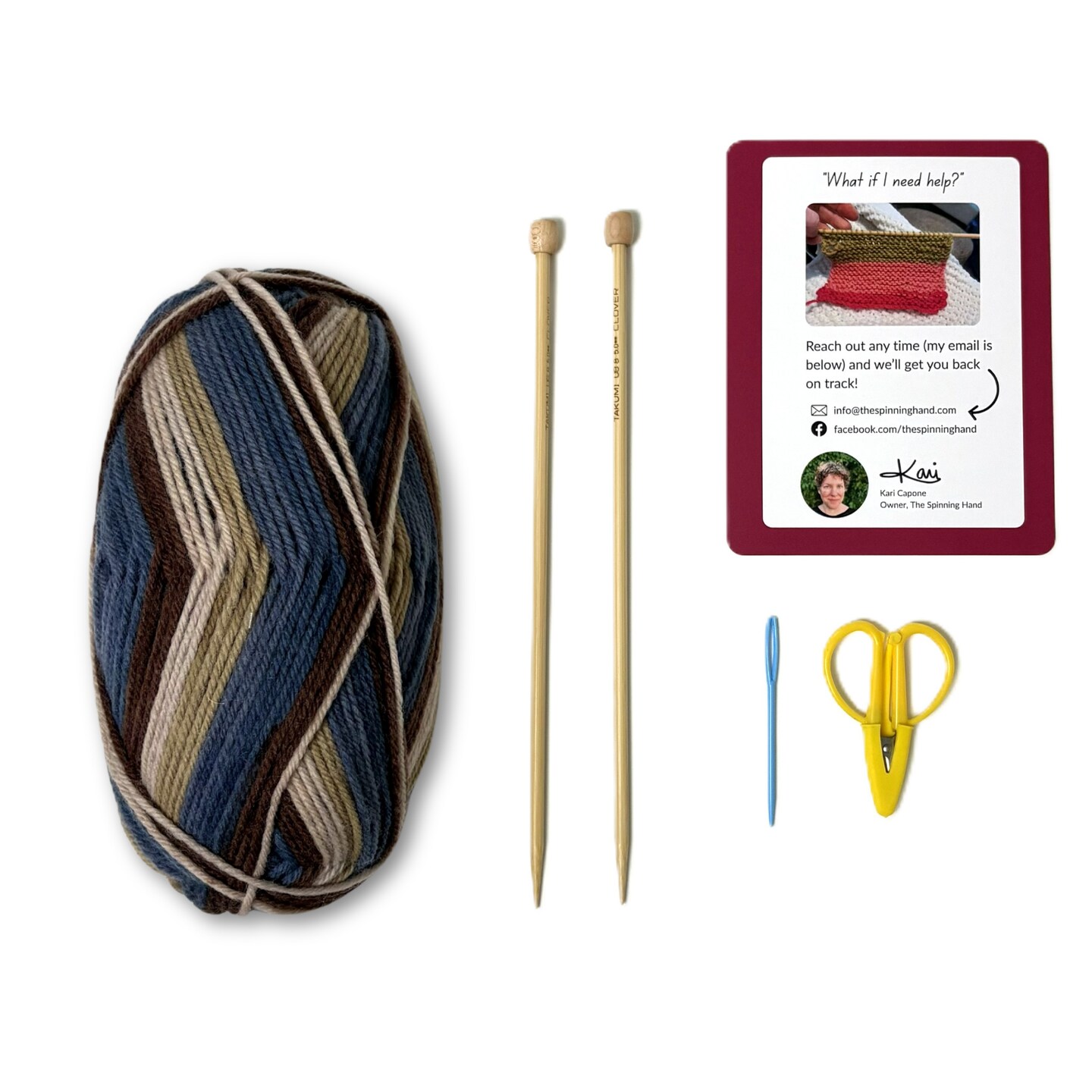 Learn to Knit Scarf Kit with Yarn, Needles & Step-by-Step Video Tutorials (Timber)