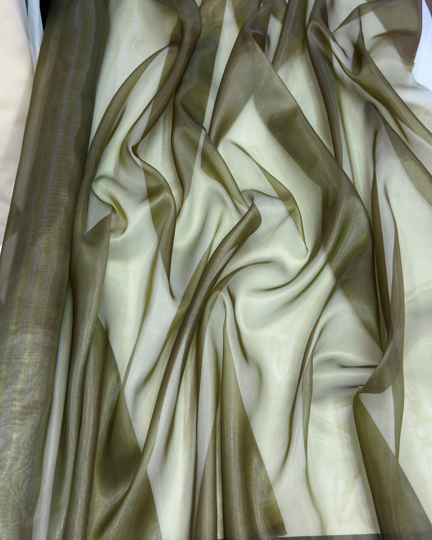 Olive Crystal Organza Fabric by the Yard, 60" Wide Sheer Lightweight Organza for Wedding Dresses, Event Decor, Curtains & Sewing