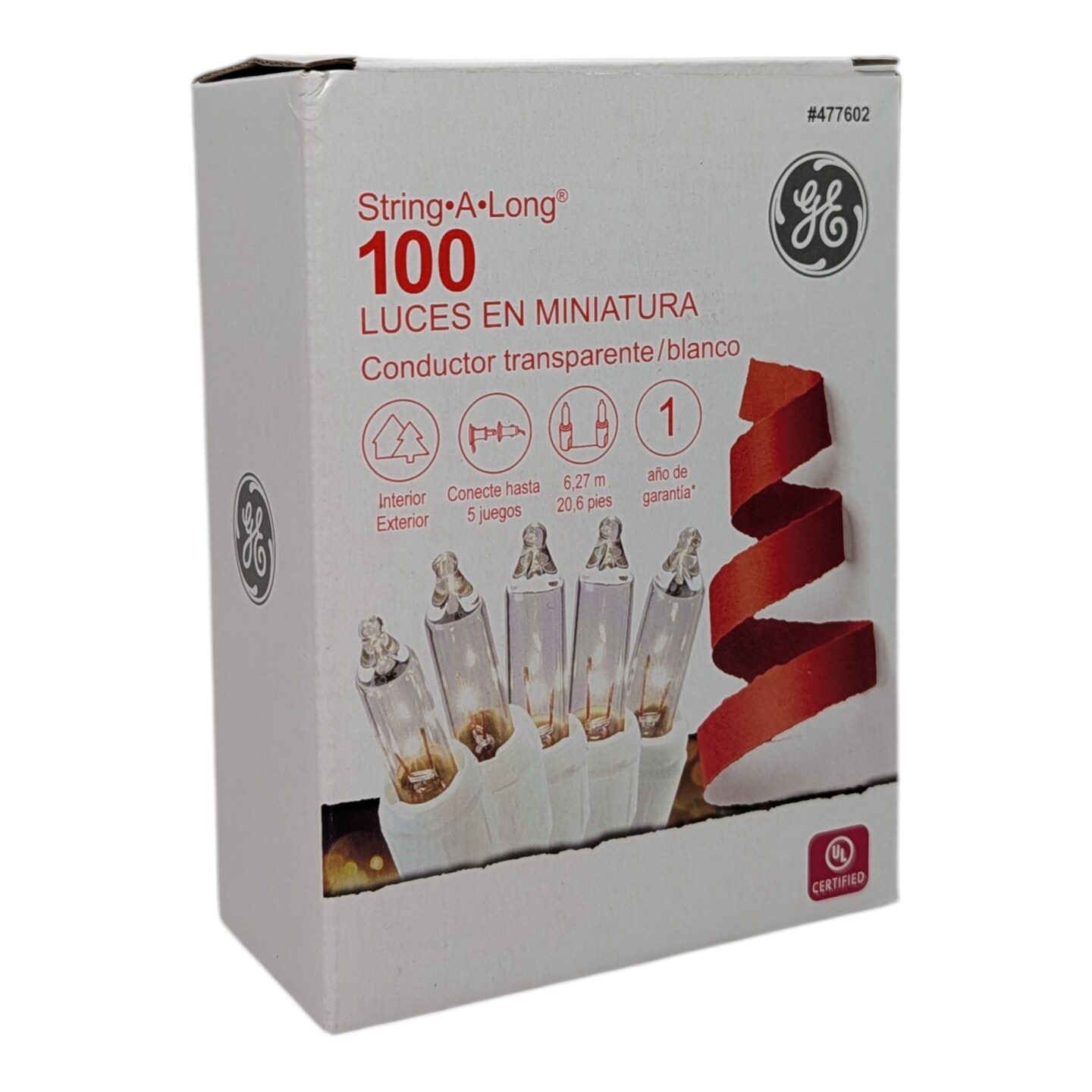 GE String A Long 100-Count 20.6-ft Clear Incandescent Plug-In Christmas String Lights