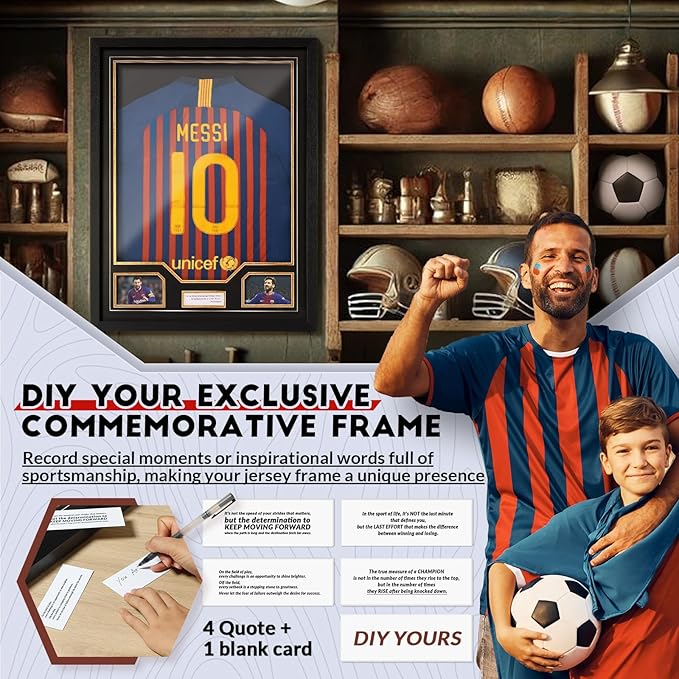 Jersey Frame Display Case, Large Clear Acrylic Shadow Box with UV Protection for Baseball Basketball Football Soccer Hockey shirts, Wall Mount Wooden Showcase, Idea Gift for Sports fans, 1 pack