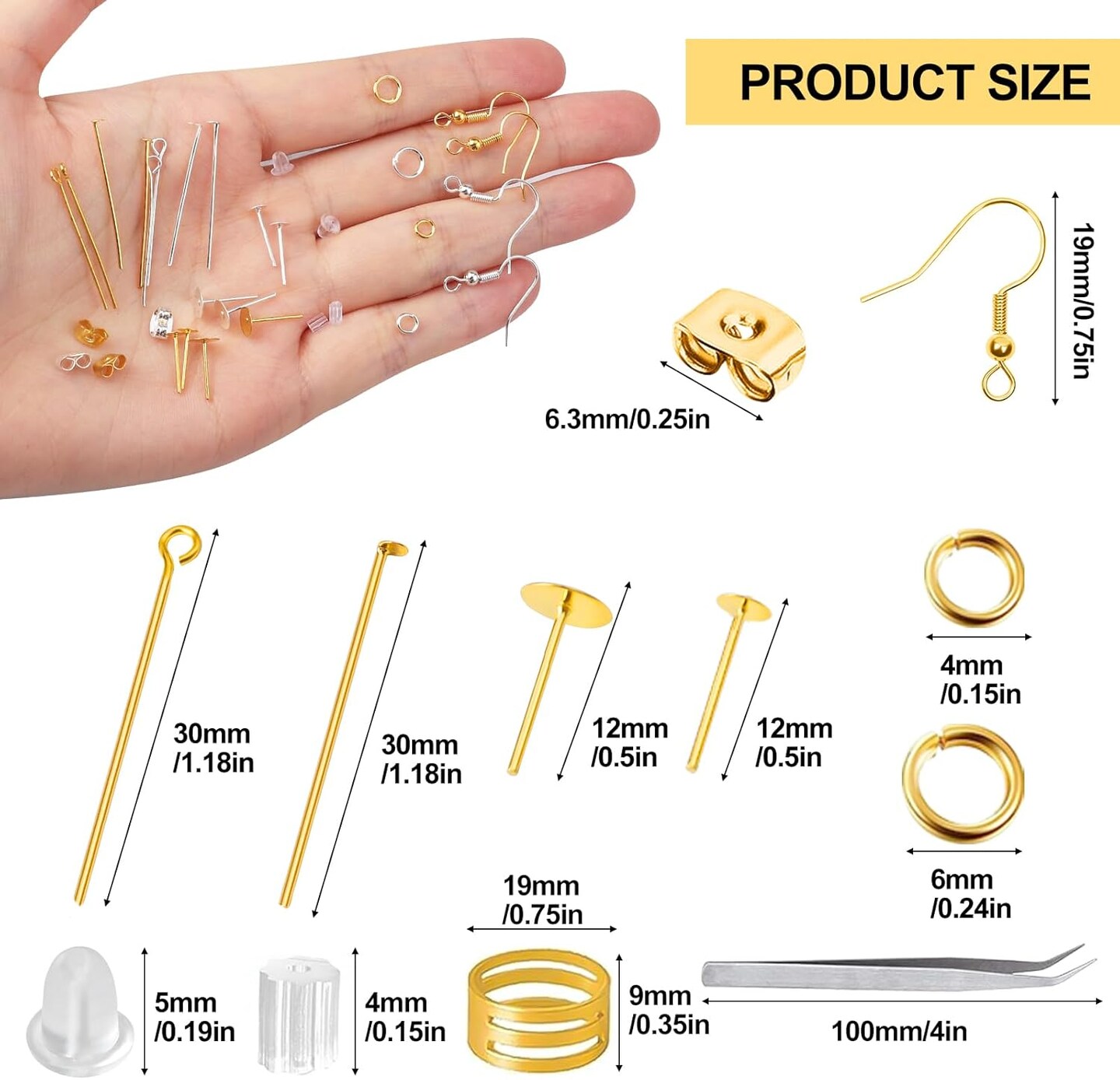 3480Pcs Earring Making Supplies Kit with Hooks, Pins, Jump Rings, Backs, Posts and Earring Making Findings for Jewelry Supplies and Repair, Gift for Women
