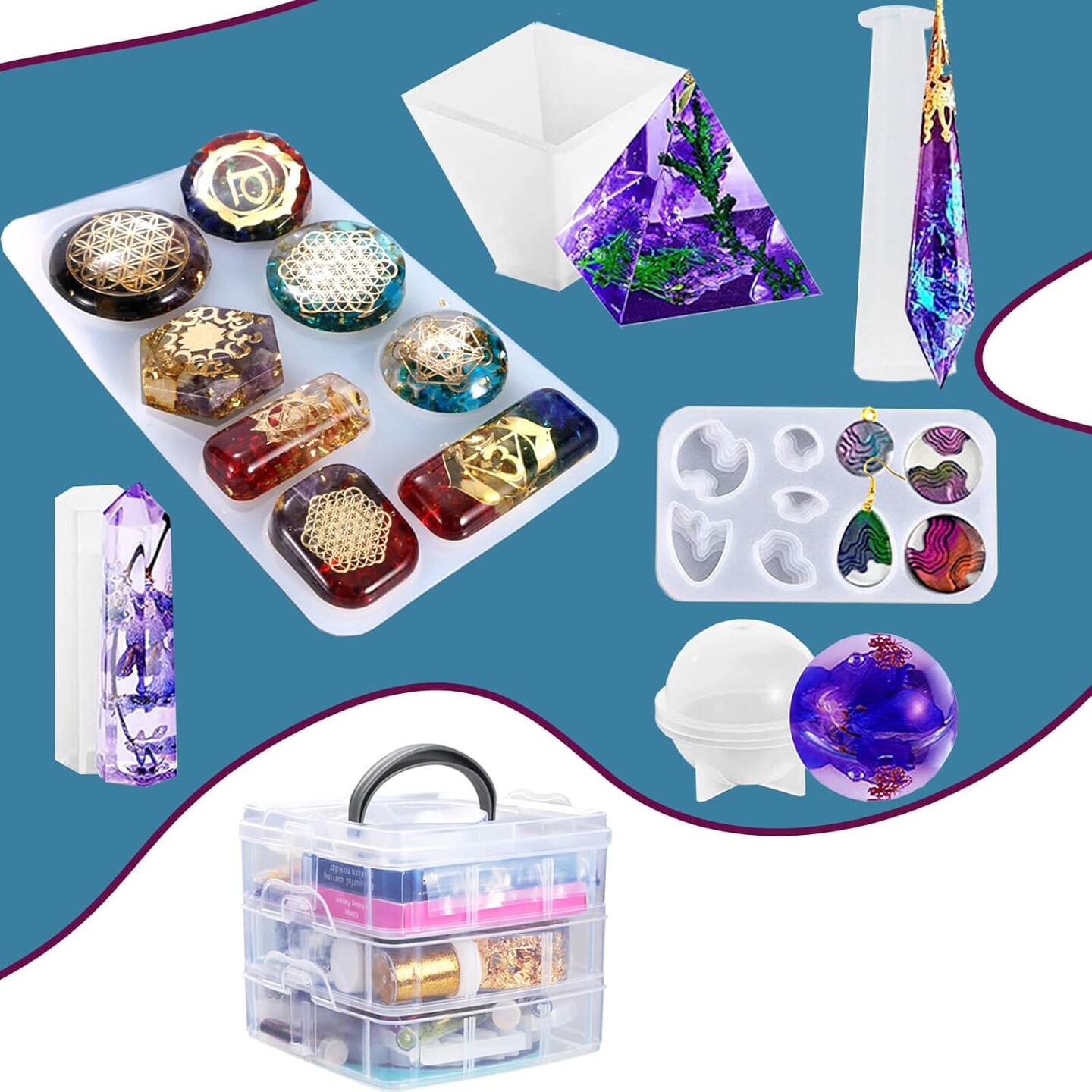 125-Piece Resin Jewelry Making Kit – Complete Resin Kit with Molds, Glitter, Powders & Accessories for DIY Crafts