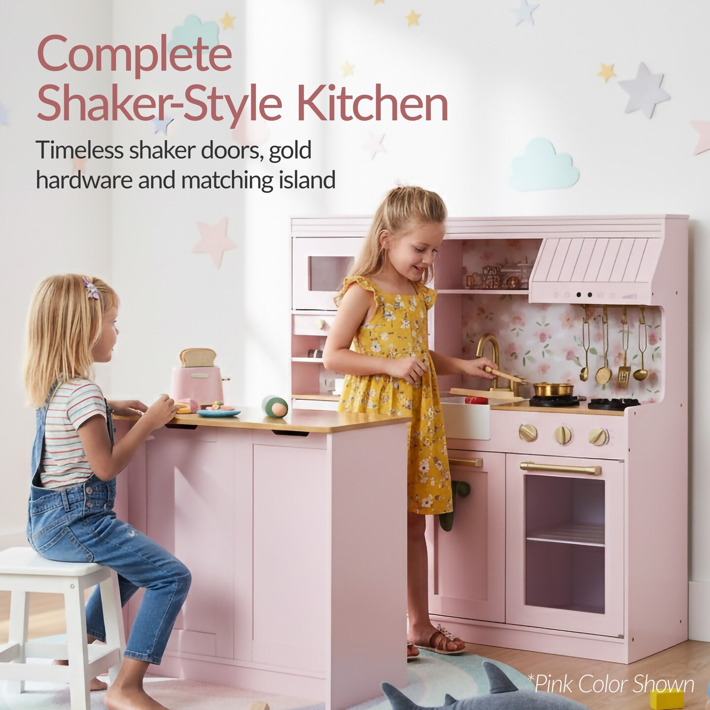 Best Choice Products Deluxe Pretend Play Kitchen with Island, Espresso Machine Version