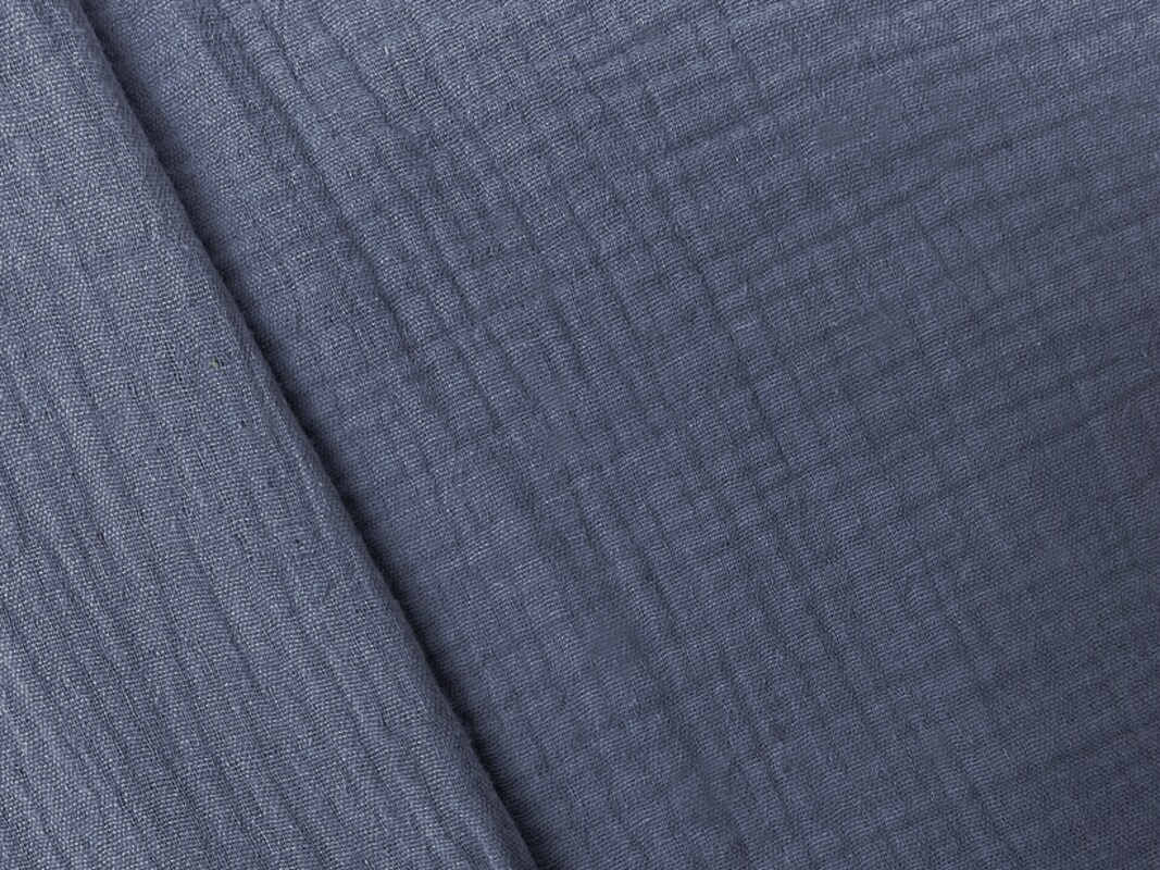 Denim Blue Cotton Solid Double Gauze Woven Fabric By the Yard
