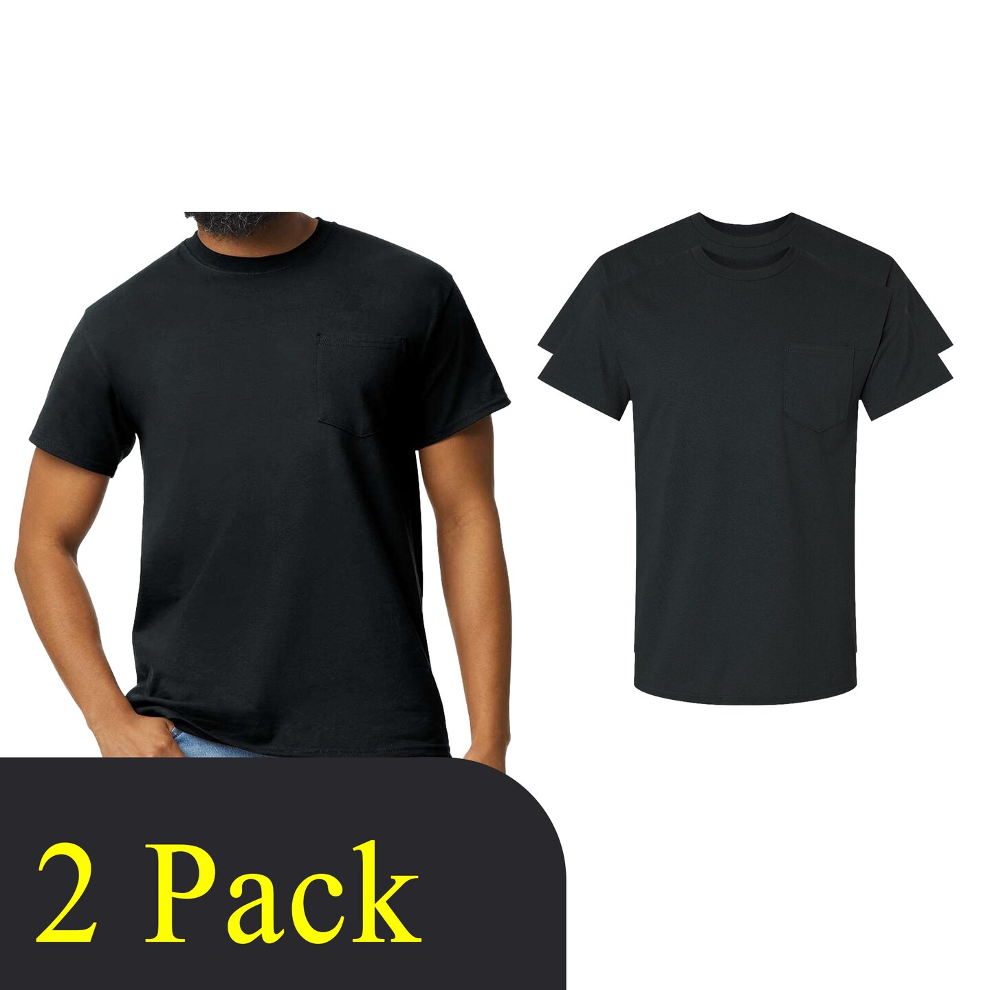 Gildan Ultra Cotton Blank T-Shirts for DIY Projects, Short Sleeve Assorted Pack Black Shirt
