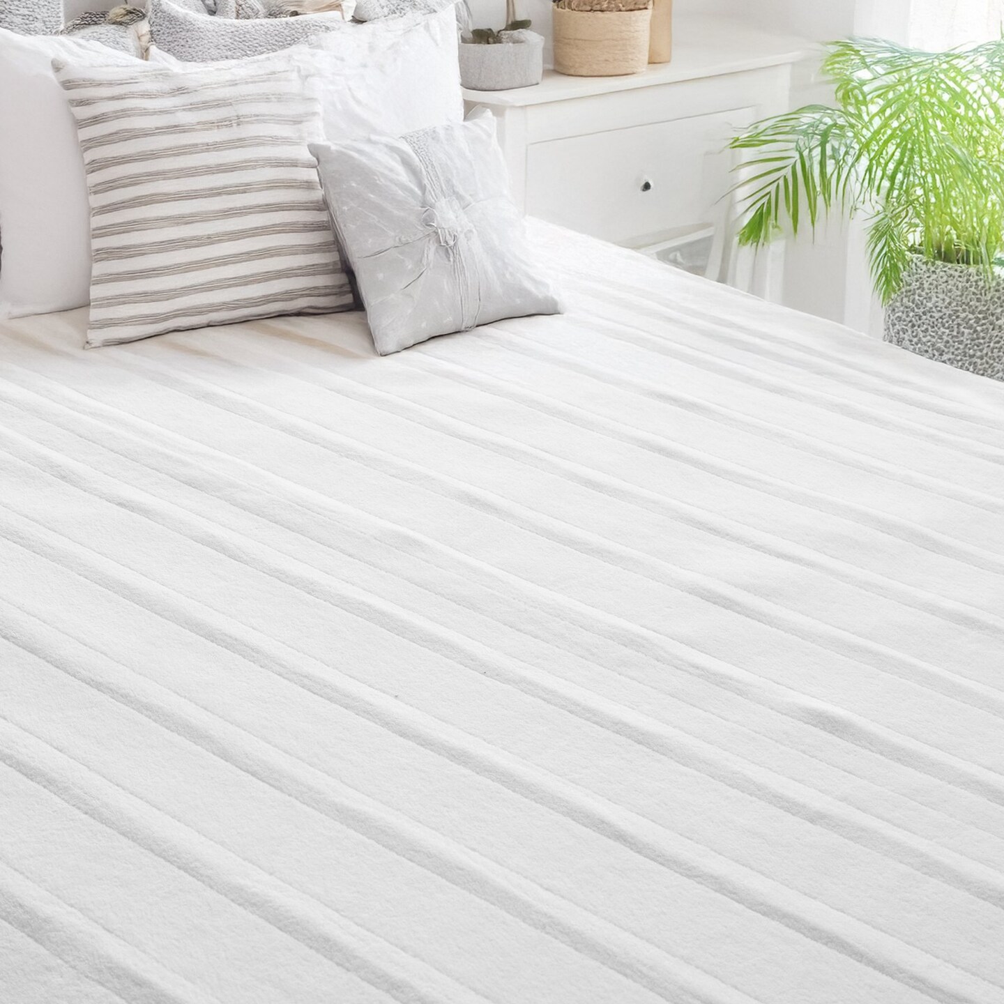 Heated Electric Blanket Dual Zone Control 5 Heat Levels Coral Velvet Gray