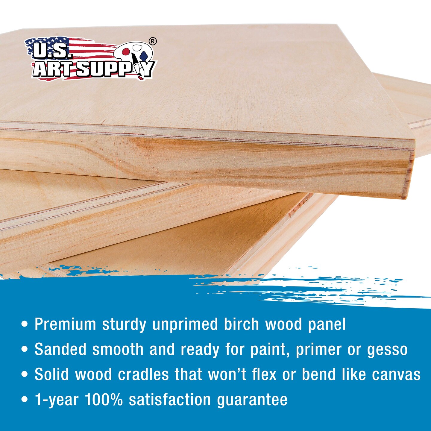 Unfinished Cradled Wood Panels for Painting, 3 Pack of 11x14 inch - Studio Birch Wooden Canvas Boards 3/4" Deep - Mixed-Media Craft, Acrylic, Oil, Encaustic, Paint Pouring Panel Board