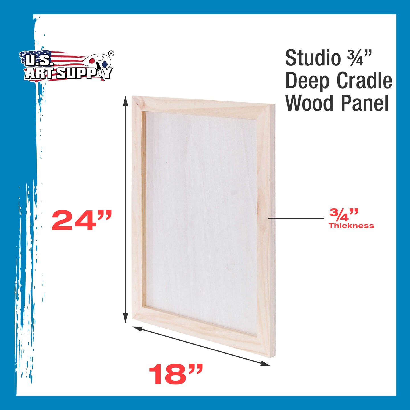 Unfinished Cradled Wood Panels for Painting, 2 Pack of 18x24 inch - Studio Birch Wooden Canvas Boards 3/4" Deep - Mixed-Media Craft, Acrylic, Oil, Encaustic, Paint Pouring Panel Board