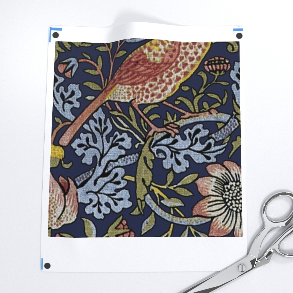 Victorian Floral Garden Morris Inspired Strawberry Fruit Damask Vintage Style Custom Pre-pasted Wallpaper by Spoonflower Pre-Pasted Wallpaper 2FT Wide