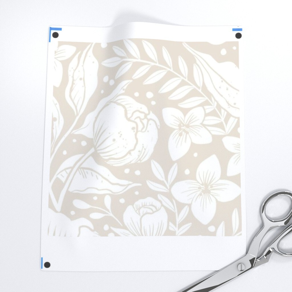 Neutral Victorian Large Scale Chintz William Morris Cottage Neutral Botanical Earth Tone Elegant Garden Custom Removable Wallpaper by Spoonflower Peel & Stick Wallpaper 2FT Wide