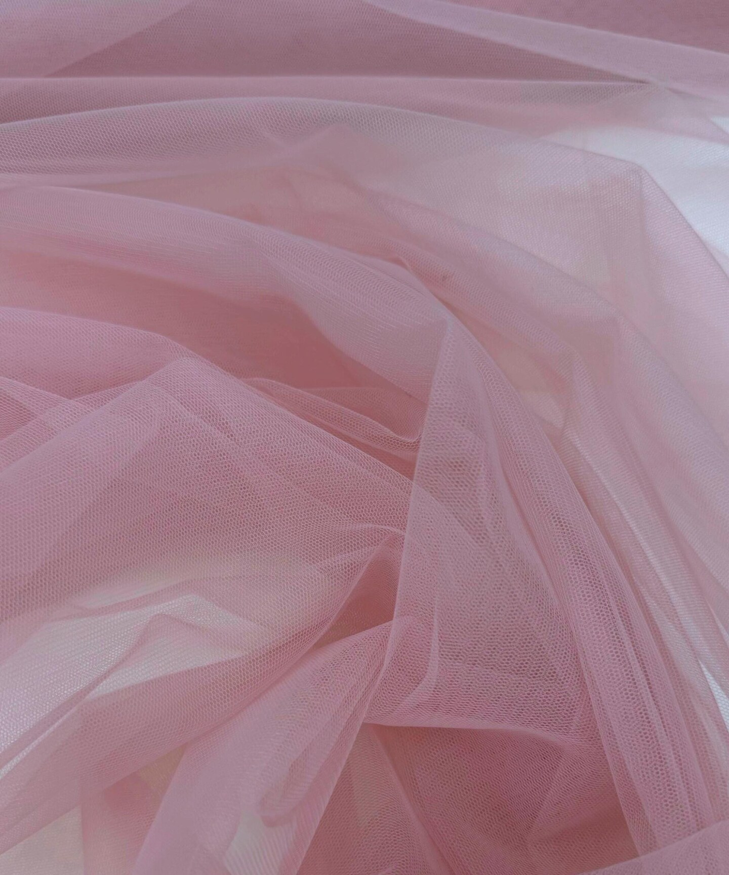 Dusty Pink Nylon Tulle Fabric by the Yard, 63" Wide Soft Stretch Mesh Fabric for Veils, Wedding Dresses, Decor & Sewing