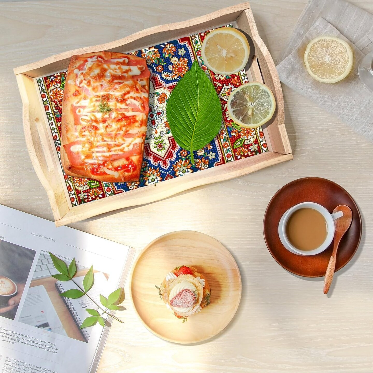 5D Diamond Painting Wooden Serving Tray Kit – DIY Mandala Gem Art Tray with Handles, Big Diamond Dots Paint-by-Number Craft for Adults, 7.8x11.8 in