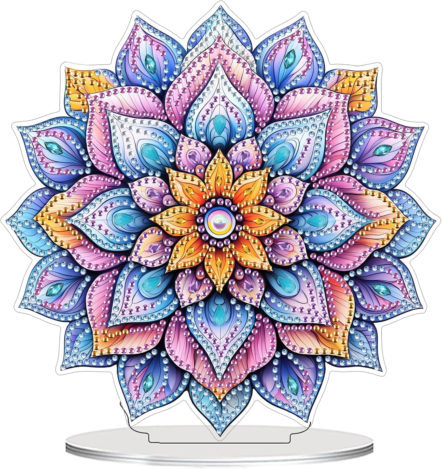 5D Mandala Diamond Art Desktop Ornament Kit – DIY Special-Shaped Rhinestone Gem Craft for Adults, Home & Office Decor, 7.87x7.87 in