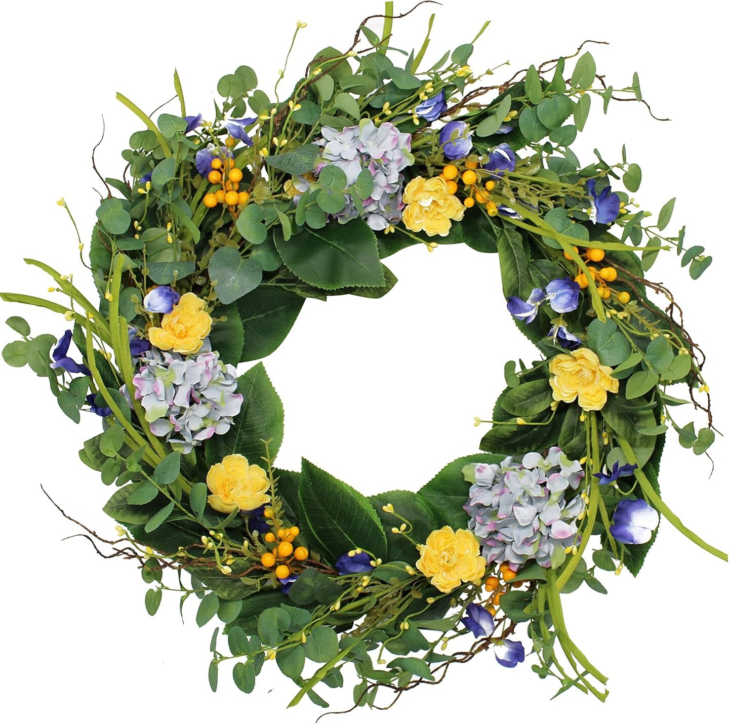 Aftonshire Silk Spring Front Door Wreath 24 Inch, Beautiful Full Handcrafted Spring Wreath, Designed in USA, White Storage Gift Box Included, Measures True to Size