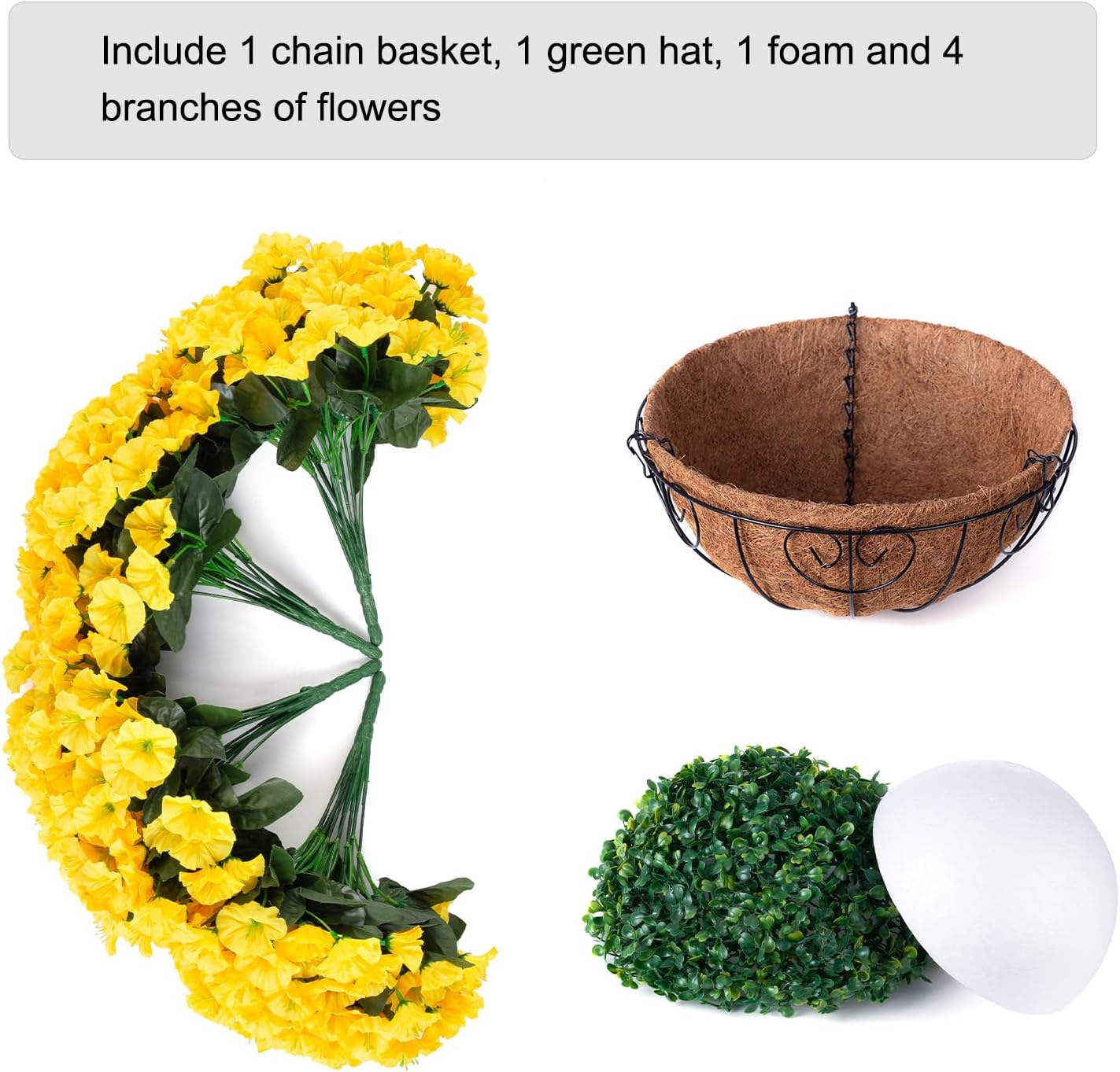 Artificial Fake Hanging Flowers Plants Basket for Outdoor Summer Decoration