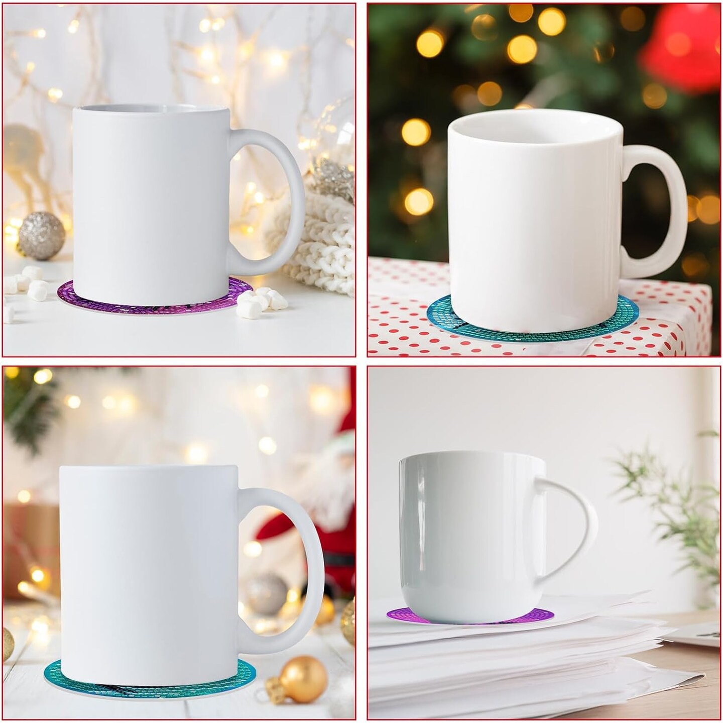 8 Pcs Elves Diamond Art Coasters Kits with Holder DIY Cute Elves Diamond Art Coaster Non Slip Coaster for Adults Diamond Kits Supplies