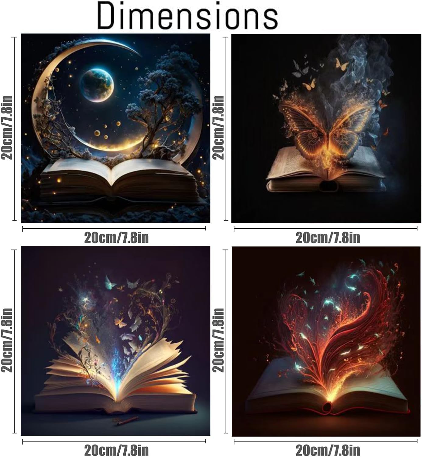 4 Pack Paint by Numbers Kit for Adults with Frame, Magic Book Canvas, DIY Paint by Number Kits for Home Wall Decor