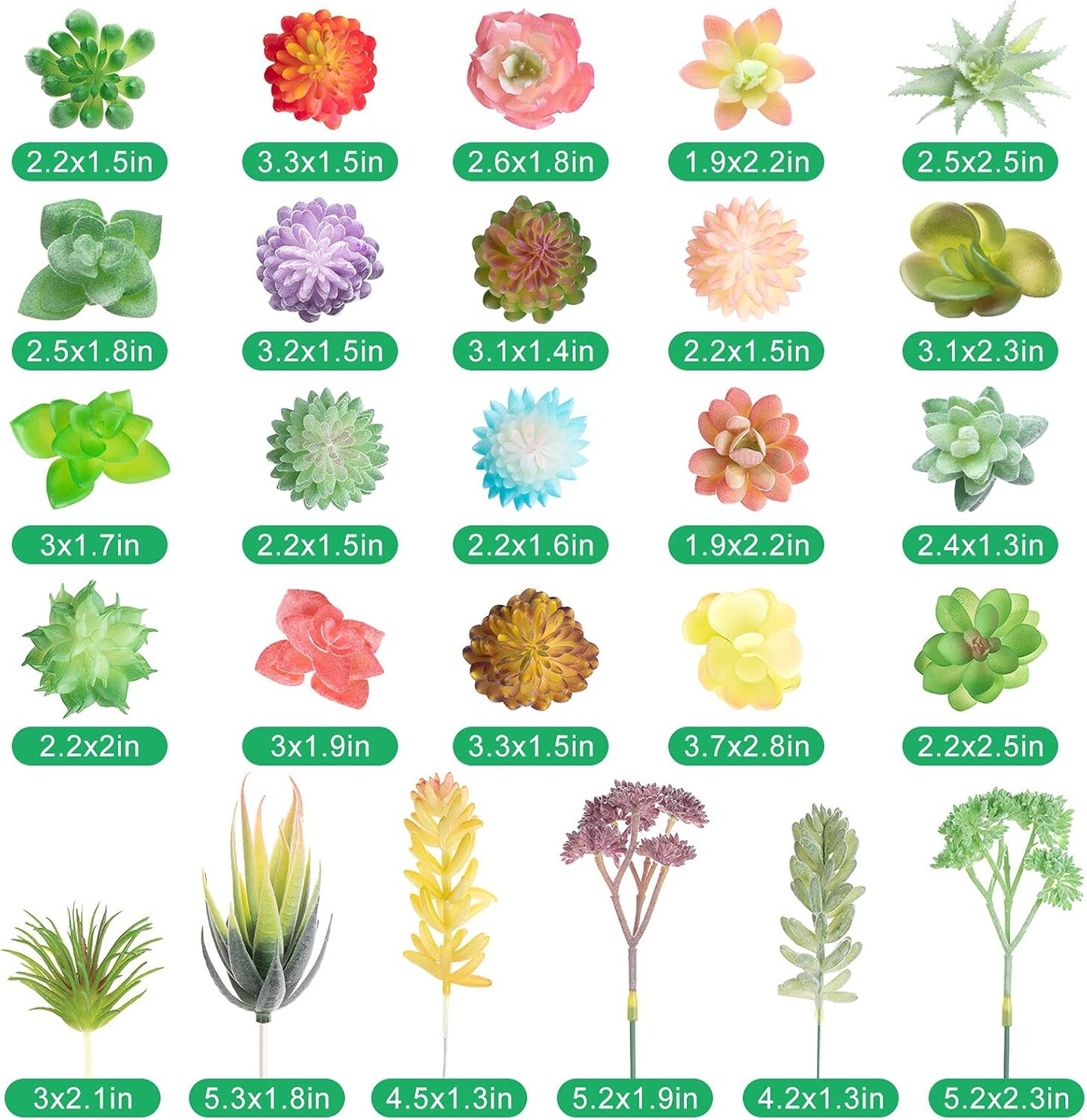 32 Pieces Mini Artificial Succulents Unpotted Realistic Artificial Succulent Fake Plants Colorful Faux Succulents Small Cactus Plants for Garden Flower Kitchen Home Decor