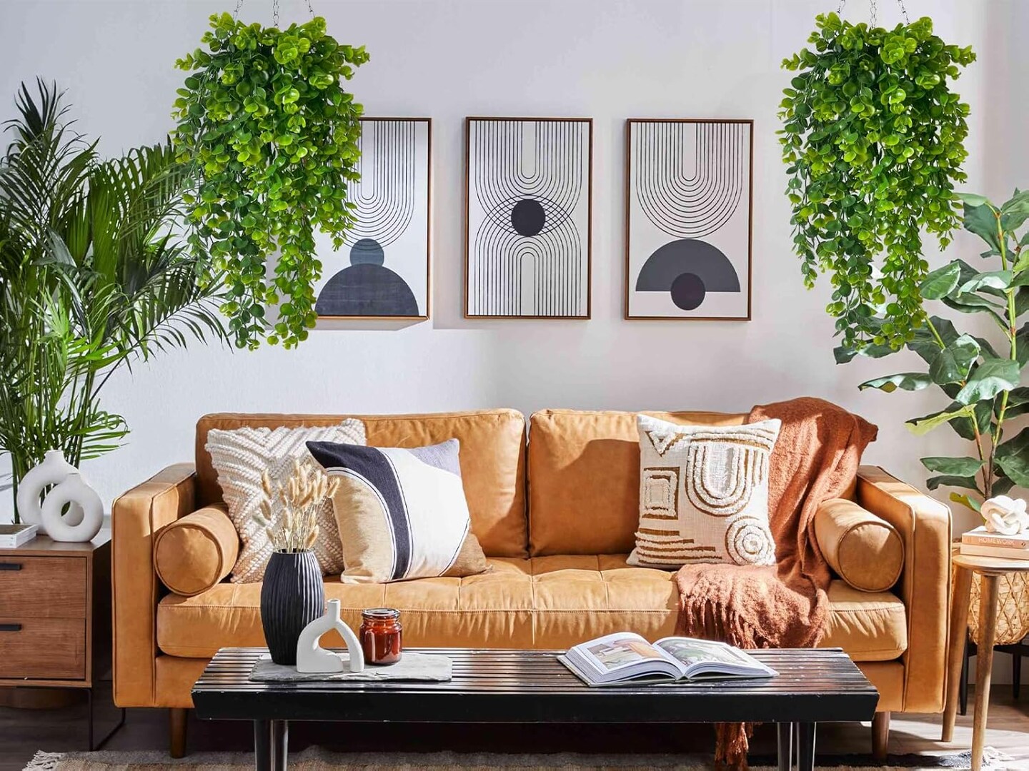 4 Pcs Hanging Artificial Plants Artificial Boston Fern Fake Hanging Plant