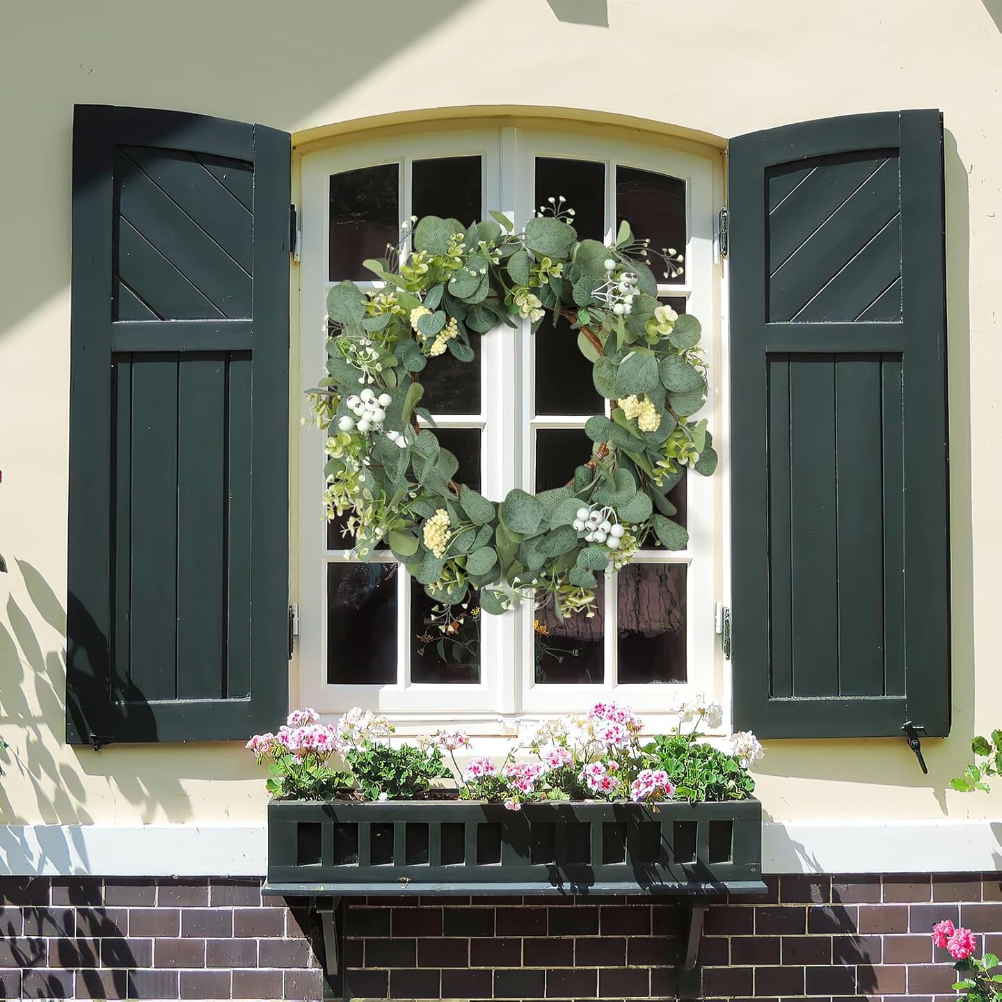 Wreaths for Front Door 20&#x27;&#x27; Eucalyptus Wreath Spring Green Wreath with White Berries for Home Porch