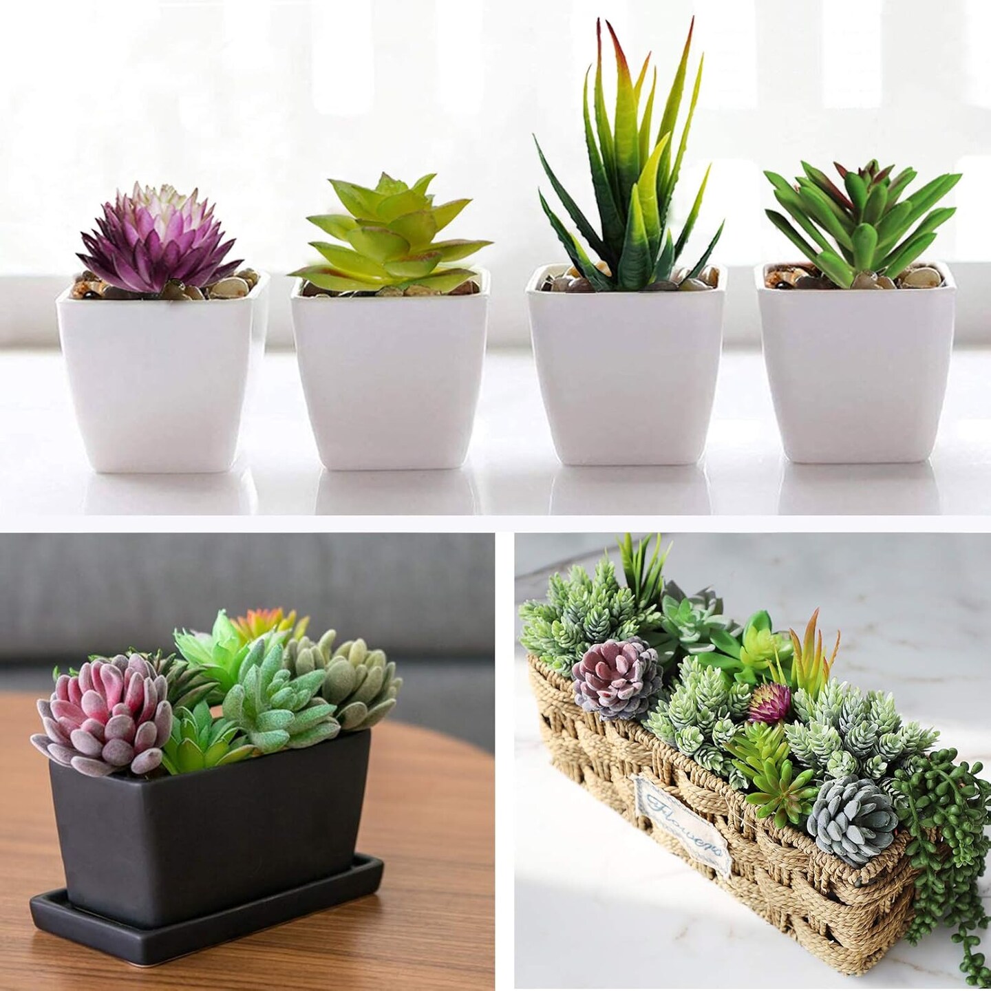 Artificial Succulent Plants - 16 Pcs Set Faux Succulents Unpotted Fake Succulent Plants, Premium Crafting DIY Floral Decor for Home Garden Office Party (High Realistic)