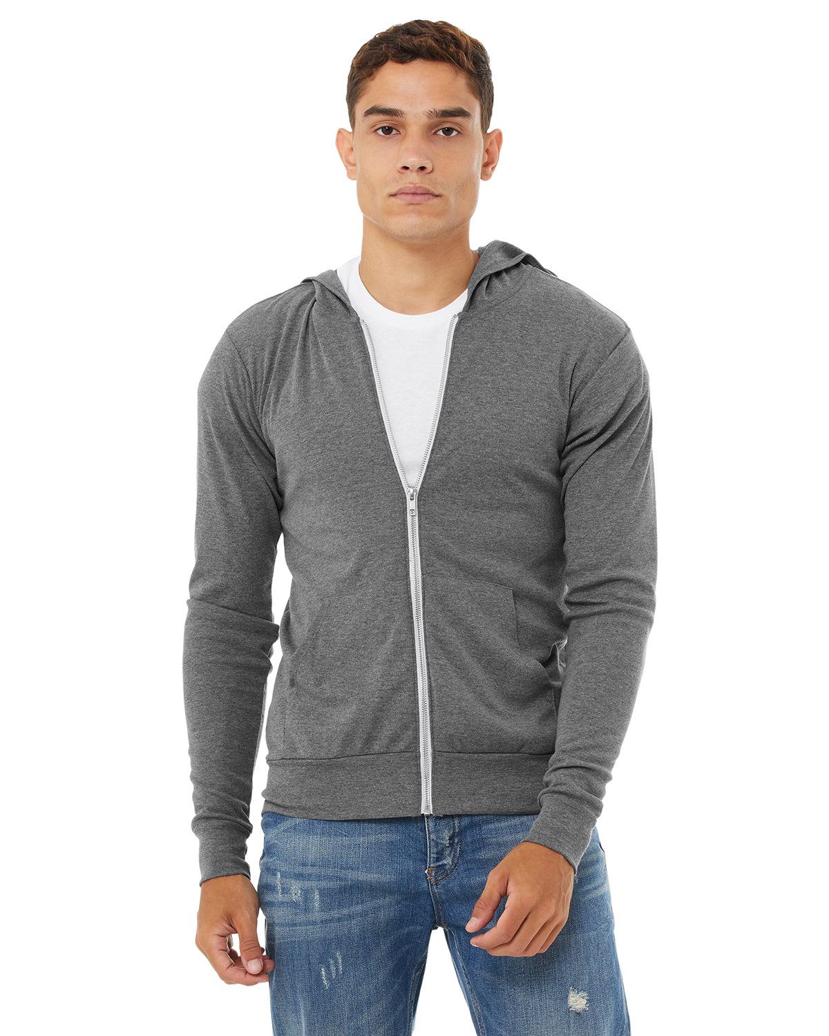 Bella + Canvas&#xAE; Unisex Triblend Full Zip Lightweight Hoodie