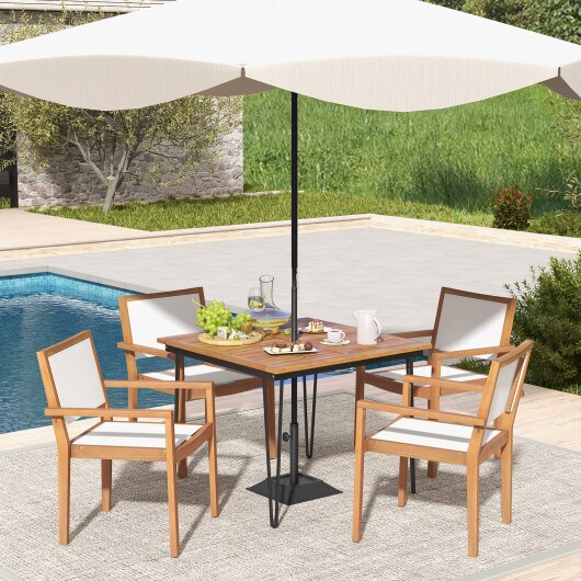 Outdoor Dining Chair Set of 2 with Acacia Wood Frame