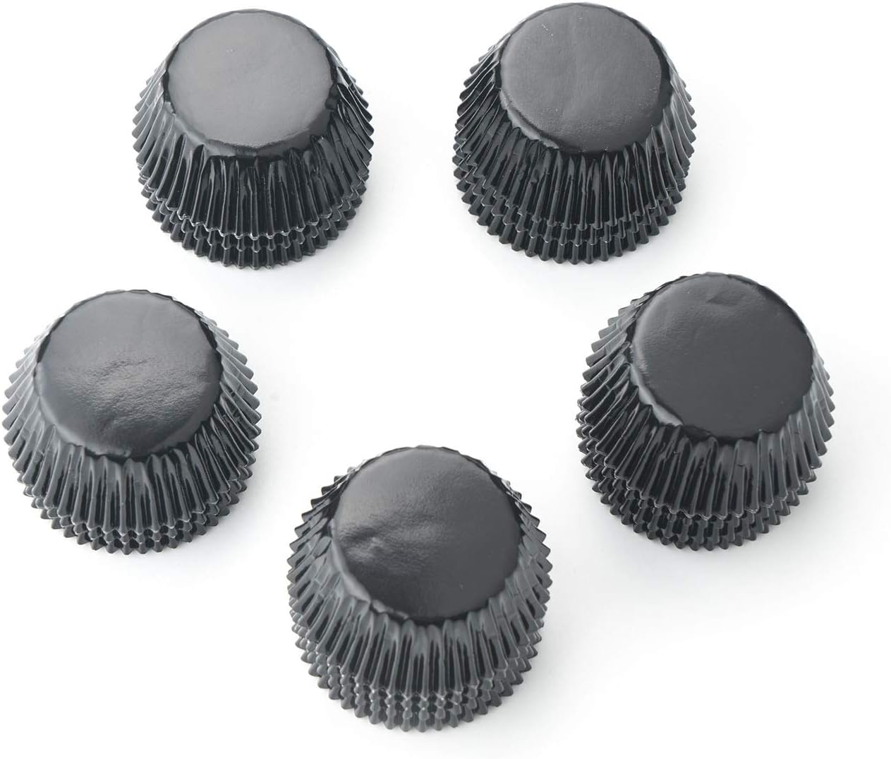 Mini Black Foil Cupcake Liners Wrappers Metallic Baking Cups for Baby Shower Holiday Party