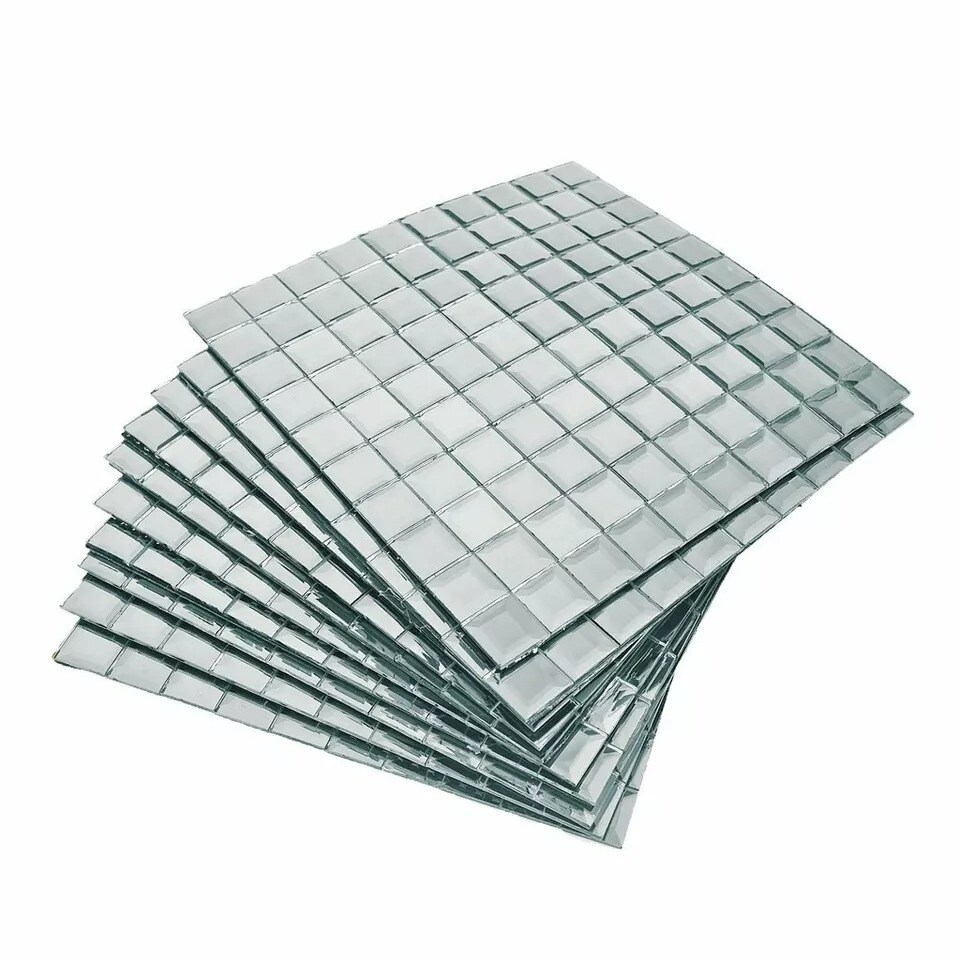 10 sq ft Silver Mirrored Mosaic Tiles Peel and Stick Wall Panels Backdrop Party