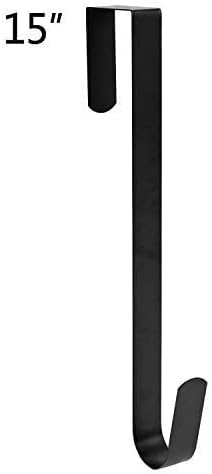 Sattiyrch 15" Wreath Hanger for Front Door Metal Over The Door Single Hook, Black(1)