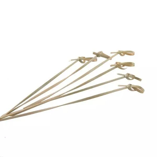 100 pcs 6" long Natural Bamboo Twisted Knot Wedding Skewers Picks Party Buffet