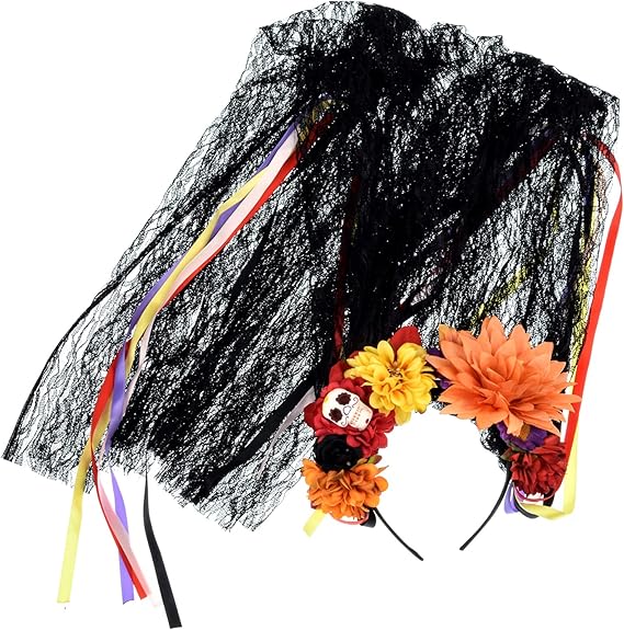 Day of the dead floral headband dia de los muertos costume halloween flower headpiece