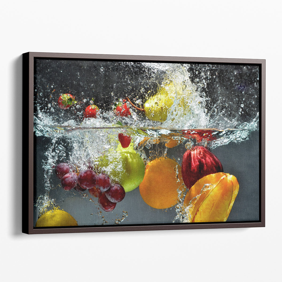 Fruit Splash Kitchen Wall Art Canvas Print – Red Yellow and Gray Fruit  Photography Wrapped Canvas | MakerPlace by Michaels, image size:1080x1080