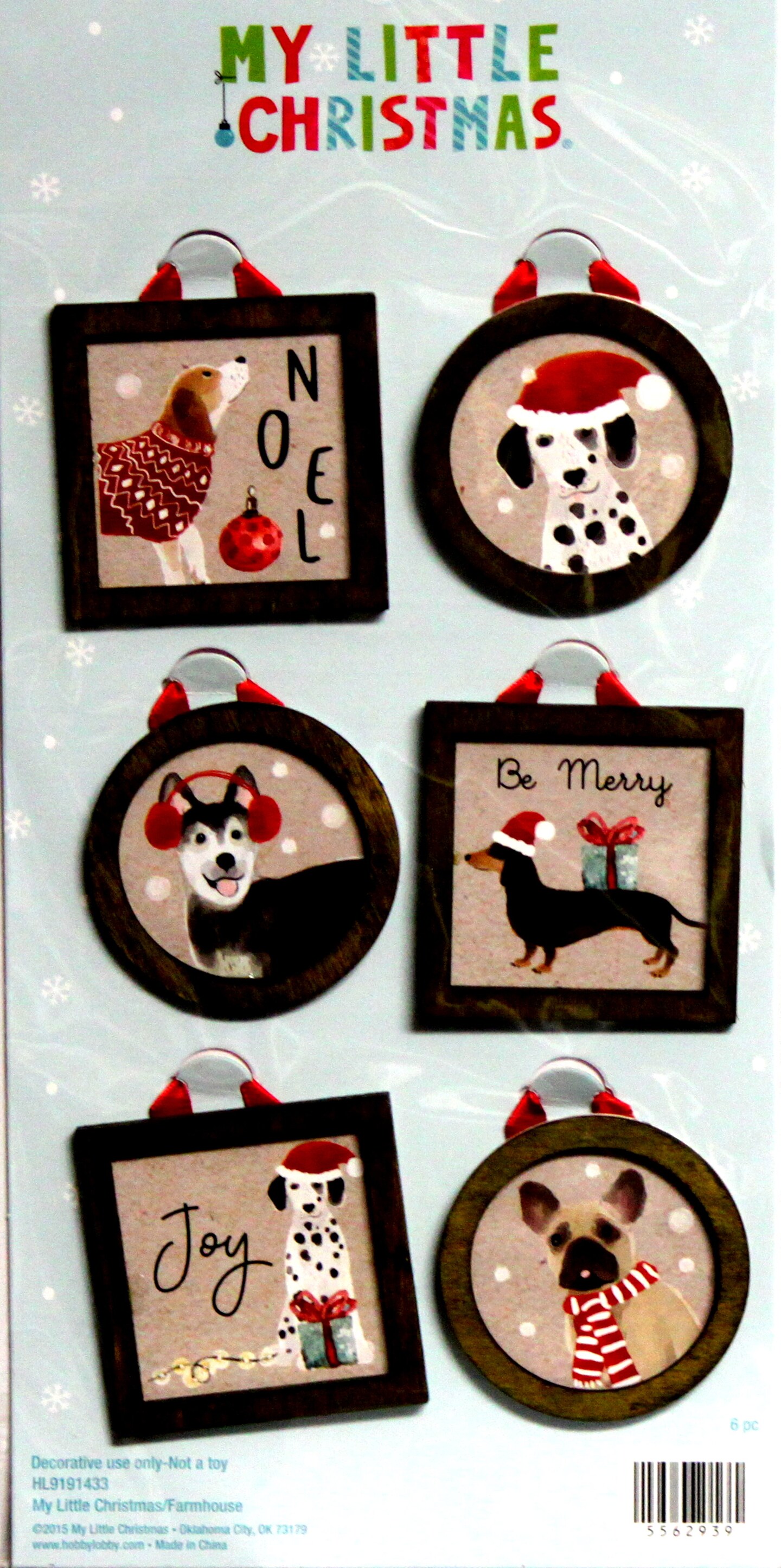 My Little Christmas Doggy Ornament Set-6 Ornaments